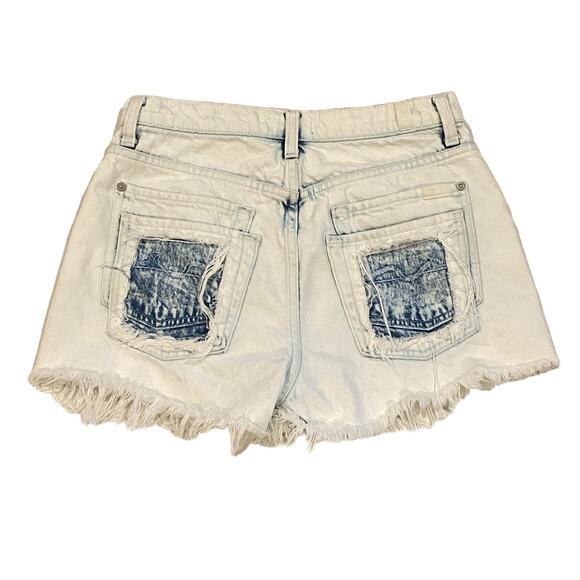 7 For All Mankind Shorts Womens Sz 28 Acid Washed Cut off Destroyed Daisy Dukes - Picture 2 of 11